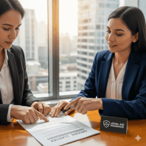 vrouwen contract aan het bekijken