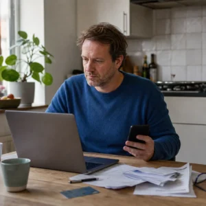 Consument controleert abonnementskosten en voorwaarden na prijsverhoging.